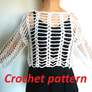 CROCHET PATTERN and photo tutorial on how to make long sleeve oversize cropped top or goth crop sweater for winter festivals