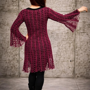 Gothic Lace Crochet Dress Pattern – Bell Sleeve Top & Skirt (PDF Pattern)