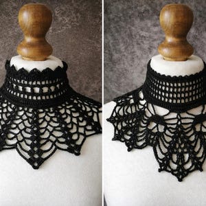 Crochet Collar Necklace Patterns, Goth Victorian Skull Spiderweb Choker (PDF)