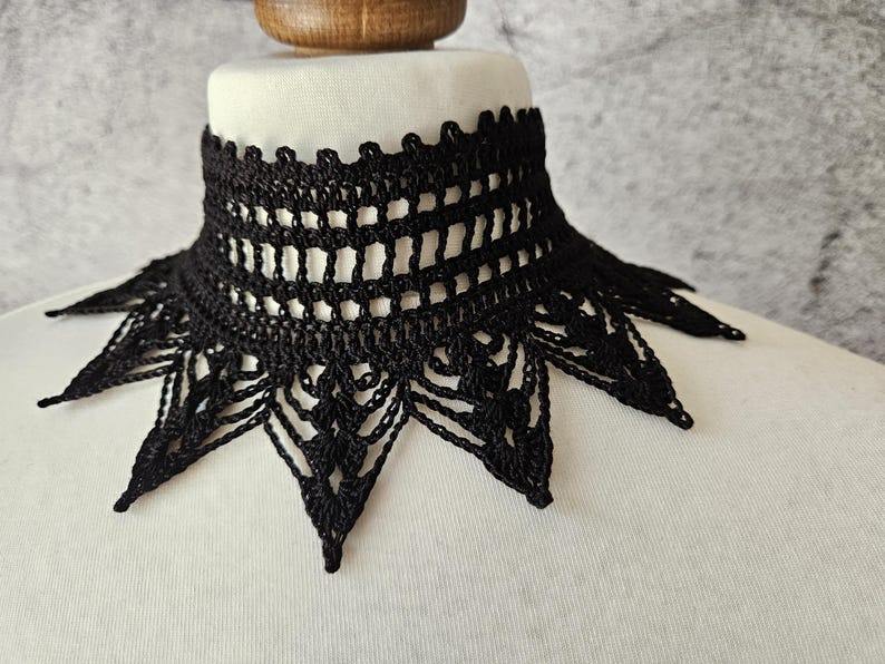Crochet Goth Victorian Collar Pattern High Neck Choker PDF Pattern crochet-goth-victorian-collar-pattern-high-neck-choker-pdf-pattern