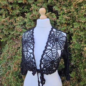 ADVANCED CROCHET PATTERN Gothic crochet spiderweb top, alternative festival bolero or jacket for goth women, Halloween outfit, gothic wear