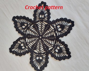 CROCHET PATTERN and photo tutorial on how to make goth skull lace doily for Halloween weddings, spooky parties, goth or dark home lovers