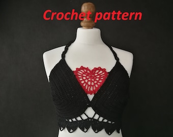 Gothic Crochet Crop Top Pattern, Valentine Bralette (PDF Pattern)