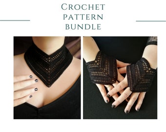 Gothic Crochet Lace Collar and Fingerless Gloves PATTERN (Digital Download)