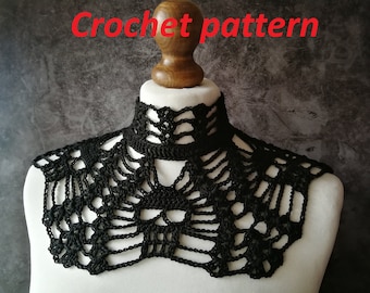 Crochet Pattern, Goth Victorian Skull Collar, High Neck Choker (PDF Pattern)