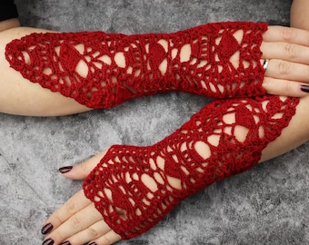 Gothic Crochet Fingerless Gloves Pattern, Skull Arm Warmers (PDF Pattern)