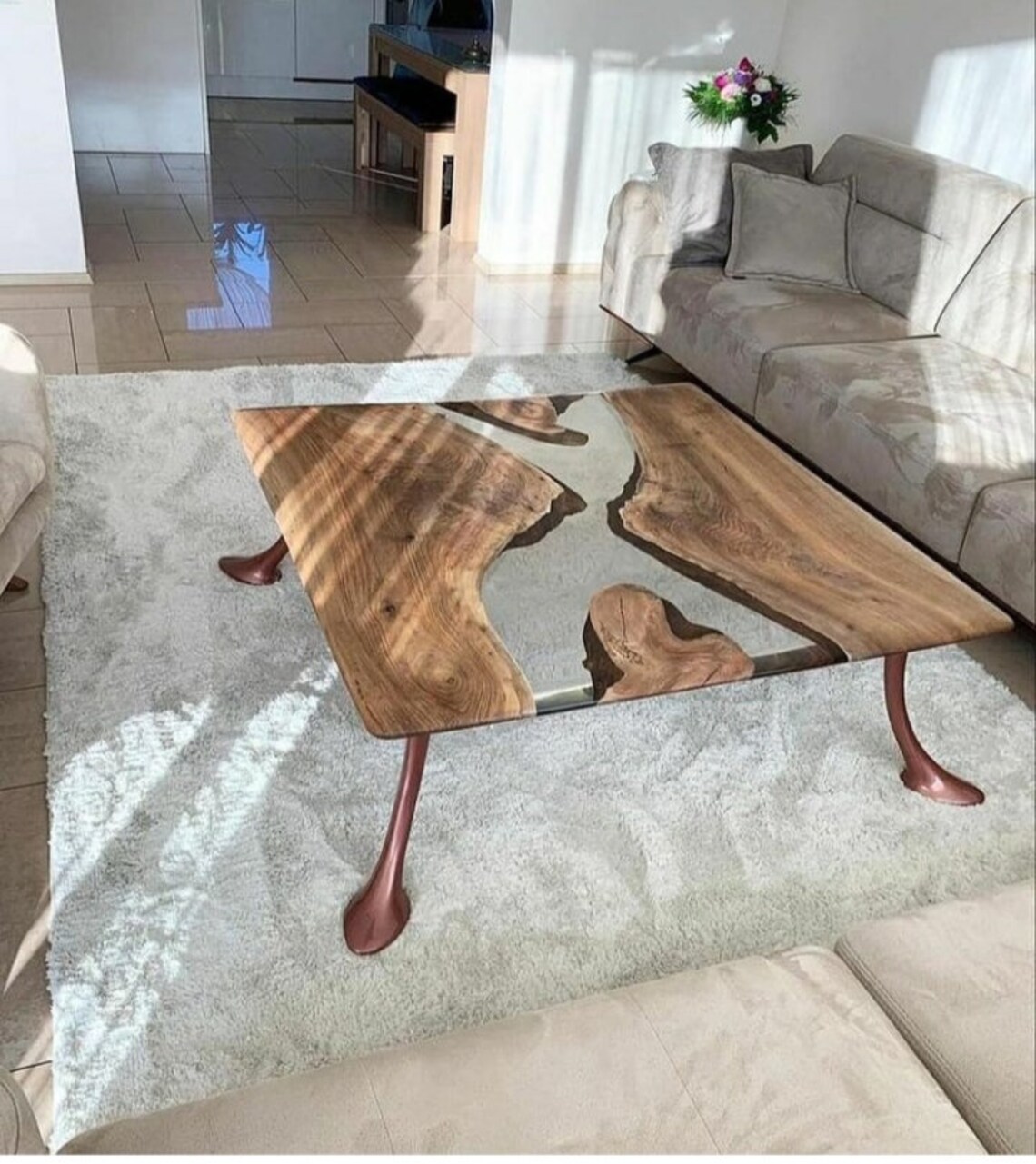 Epoxy sofa table wood and resin side table epoxy finish Etsy