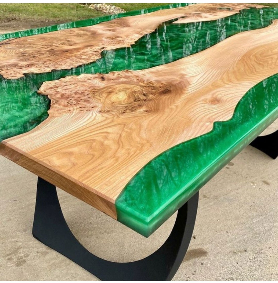 Epoxy Wood Kitchen Table Outdoor Furniture Vivid Edge Epoxy Etsy