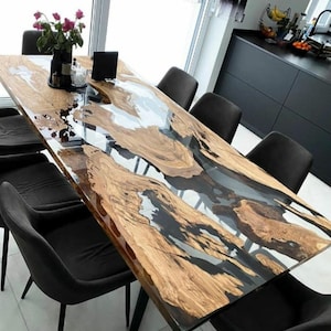 Handmade epoxy table, Transparent Furniture Vivid Edge, Special Epoxy Wood Resin table, Home decoration, living room furniture