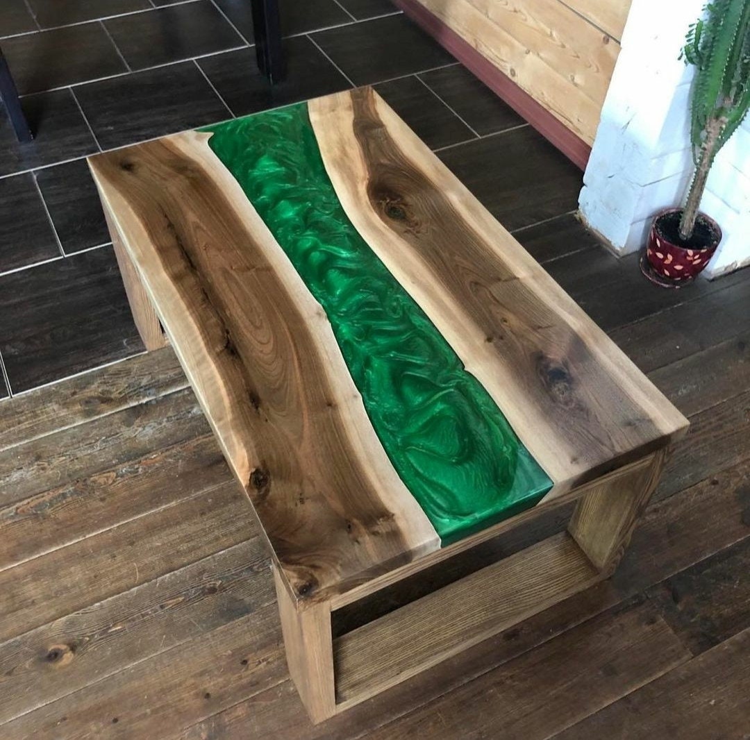 Epoxy Oak Coffee Table, Custom Epoxy Wood Resin Coffee Table, Handmade