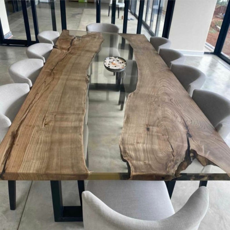 Epoxy Wood Dining Table Outdoor Furniture Vivid Edge Epoxy Etsy