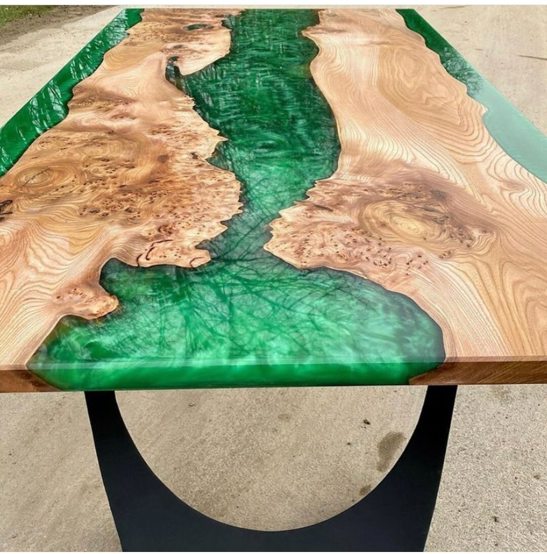 Epoxy Wood Kitchen Table Outdoor Furniture Vivid Edge Epoxy Etsy