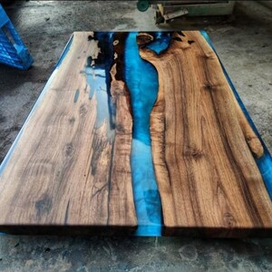 Epoxy wood kitchen table, outdoor furniture vivid edge, epoxy wood resin dining table, epoxy resin furniture, handmade wood resin