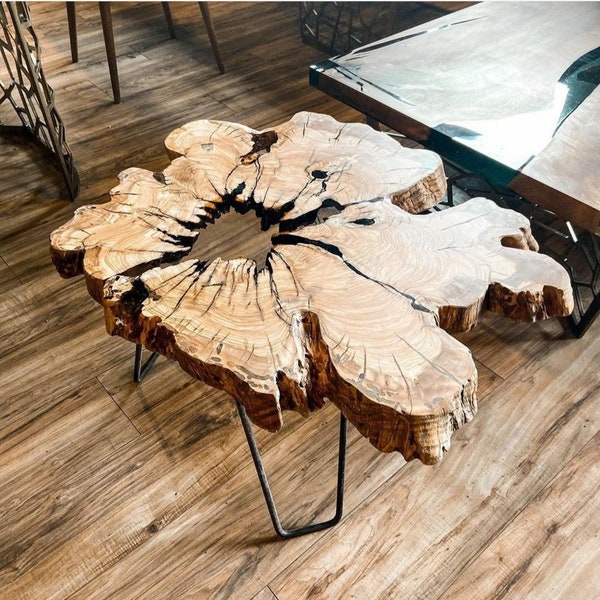 Coffee table, handmade epoxy coffee tables, vivid edge resin coffee table, epoxy table, olive tree, living room furniture