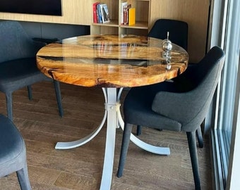 Handmade epoxy table, Transparent Furniture Vivid Edge, Special Epoxy Wood Resin table, Home decoration, living room furniture