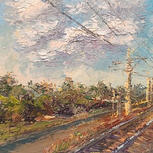 Pintura a óleo Quadro de parede Impressionismo contemporâneo Feito à mão Espátula Papelão Tintas a óleo