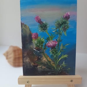 Serie de pintura de cardo pintura al óleo cuadro de pared impresionismo contemporáneo paleta hecha a mano cuchillo de cartón pinturas al óleo