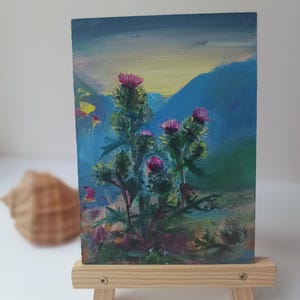 Serie de pintura de cardo pintura al óleo cuadro de pared impresionismo contemporáneo paleta hecha a mano cuchillo de cartón pinturas al óleo