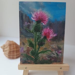 Série de pintura de cardo pintura a óleo imagem de parede impressionismo contemporâneo artesanal paleta faca de papelão tintas a óleo
