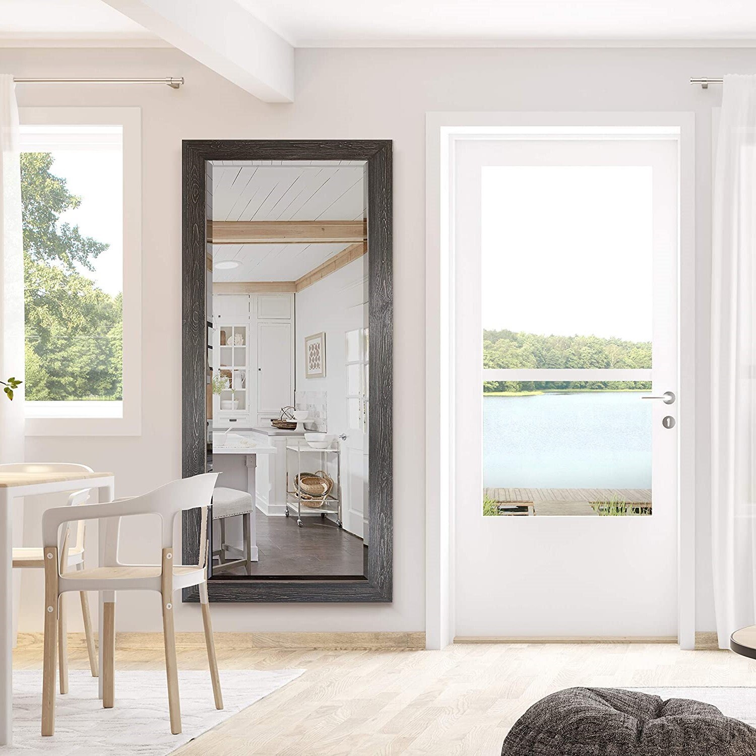 2021 Retro Wood Full Length Mirror Distressed Black 61 X Etsy