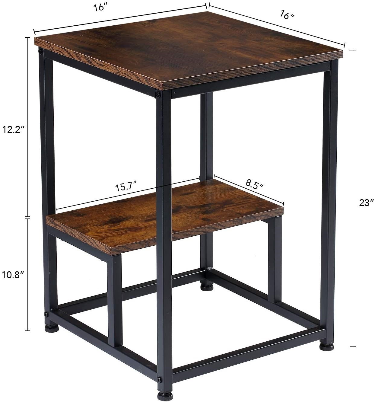 2021 Rustic Industrial End Table Square Side Table with Etsy