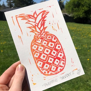 Linocut &quot;Pineapple Sherbet 2&quot; Original Print