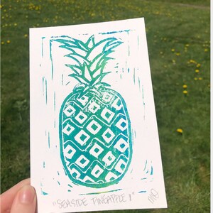 Linocut &quot;Seaside Pineapple 1&quot; Original Print