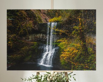Lower South Falls Poster, Waterval fotografie, Oregon Landschappen, Silver Falls State Park