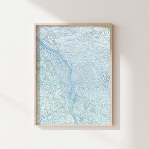 Portland bajo la nieve: impresión giclée de bellas artes; pintura de paisaje urbano invernal de PDX; arte contemporáneo original de Olivia Serrill