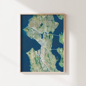 Setattle, Washington—Fine Art Giclée Print—Pacific Nordwest Karte—Seattle Stadt Landschaftsmalerei — Original zeitgenössische Kunst von Olivia Serrill
