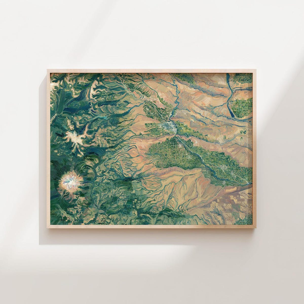 Yakima Valley & Mt. Adams, Washington Fine Art Giclée Print—pacific Northwest Topographic Landscape Map Painting by Olivia Serrill - Etsy