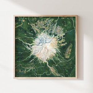 Mt. Hood, Oregon—Fine Art Giclée Print—Pacific Northwest Map—Oregon Mountain Landscape Painting—Original Contemporary Art by Olivia Serrill
