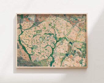 Soweto, Johannesburg, South Africa Fine Art Giclée Print—Topographic Aerial Street Map Painting by Olivia Serrill