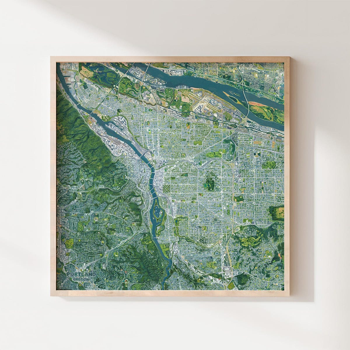 Portland, Oregon Fine Art Giclée Print—pacific Northwest Topographic City Map Painting by Olivia Serrill - Etsy