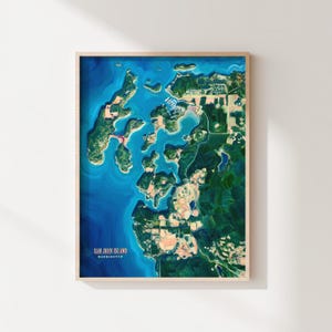 San Juan Island, Washington—Fine Art Giclée Print—Pazifische Nordwestinseln, Kartenmalerei—Original zeitgenössische Kunst von Olivia Serrill