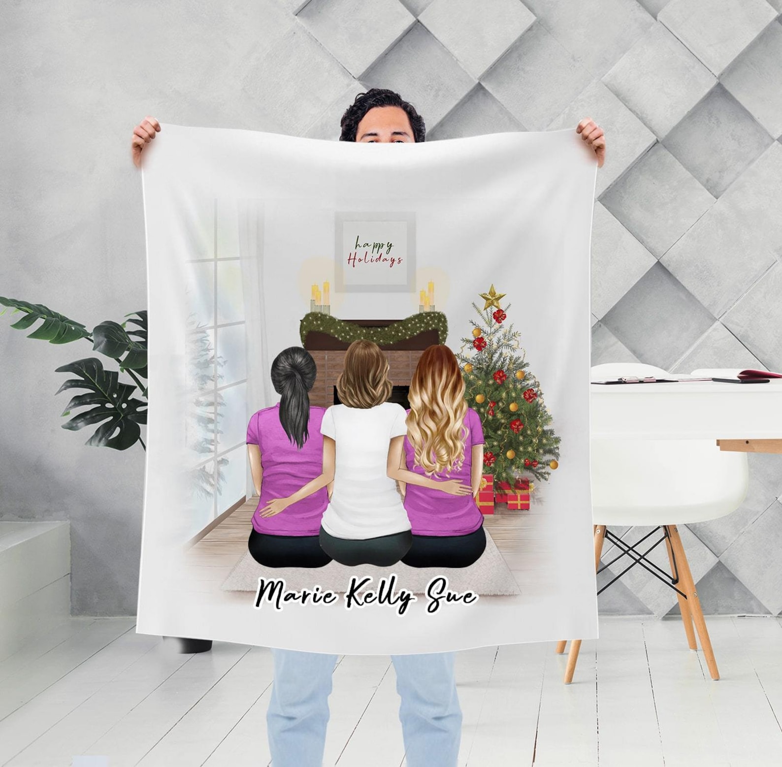 Custom Best Friends Christmas Blanket Personalized Besties Etsy