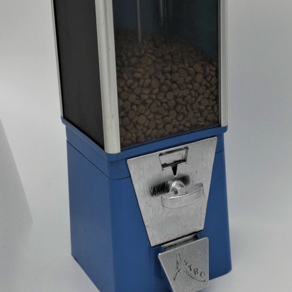 Dog Treat Dispenser in BLUE Repurposed from Authentic Vintage Gumball Machine with Chalkboard Panels