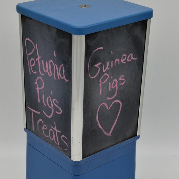 GUINEA PIG Treat Dispenser in BLUE Repurposed from Authentic Vintage Gumball Machine with Chalkboard Panels