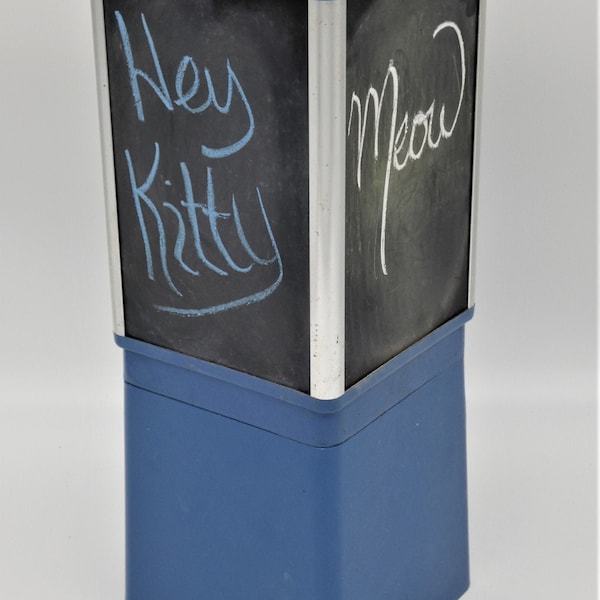 CAT/KITTEN Treat Dispenser in BLUE Repurposed from Authentic Vintage Gumball Machine with Chalkboard Panels