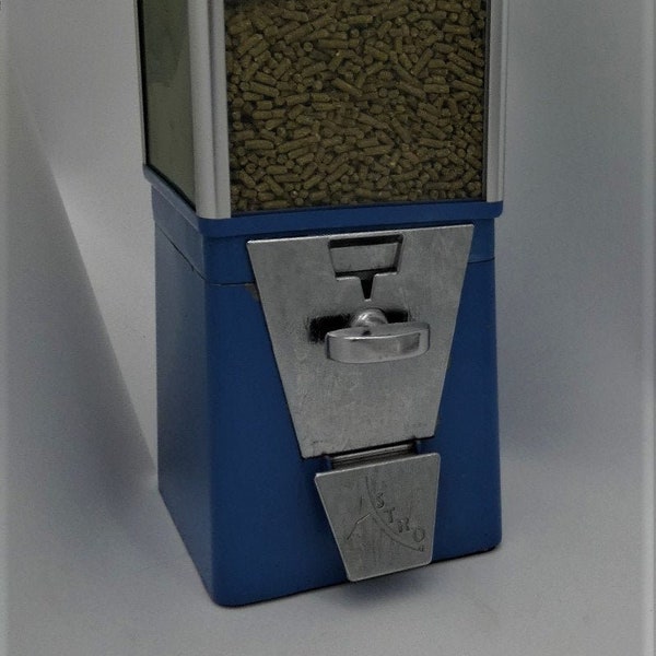 POT BELLIED PIG Treat Dispenser in Blue Repurposed from Authentic Vintage Gumball Machine with Chalkboard Panels