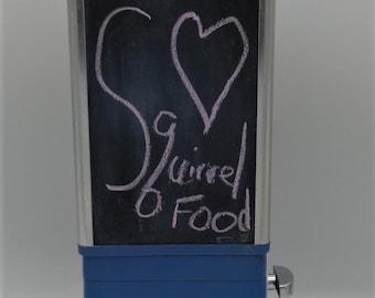 SQUIRREL Food and Treat Feeder in BLUE Repurposed from Authentic Vintage Gumball Machine with Chalkboard Panels
