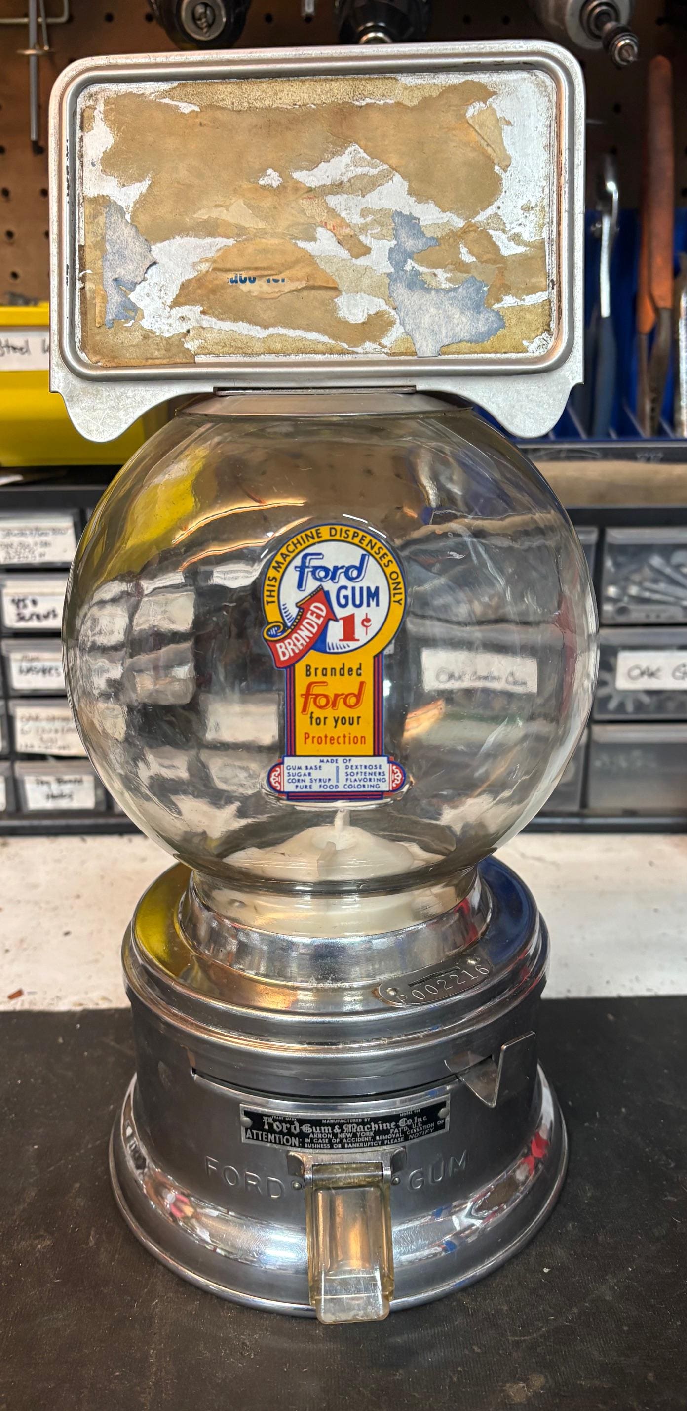 Antique Ford Gumball Machine With Glass Globe F100 Ford Gum