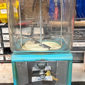 Incroyable couleur des années 1970 Folz Retro vintage Northwestern en verre gaufré globe machine à gommes bonbons modèle 60 image 1