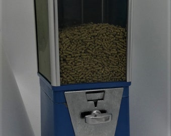 FISH Food Dispenser in BLUE Repurposed from Authentic Vintage Gumball Machine with Chalkboard Panels