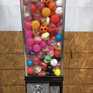 Filled Toy Machine with Free Shipping!  Vintage 2&quot; Capsule Vending Machine Toy Egg Vendor Made in the USA