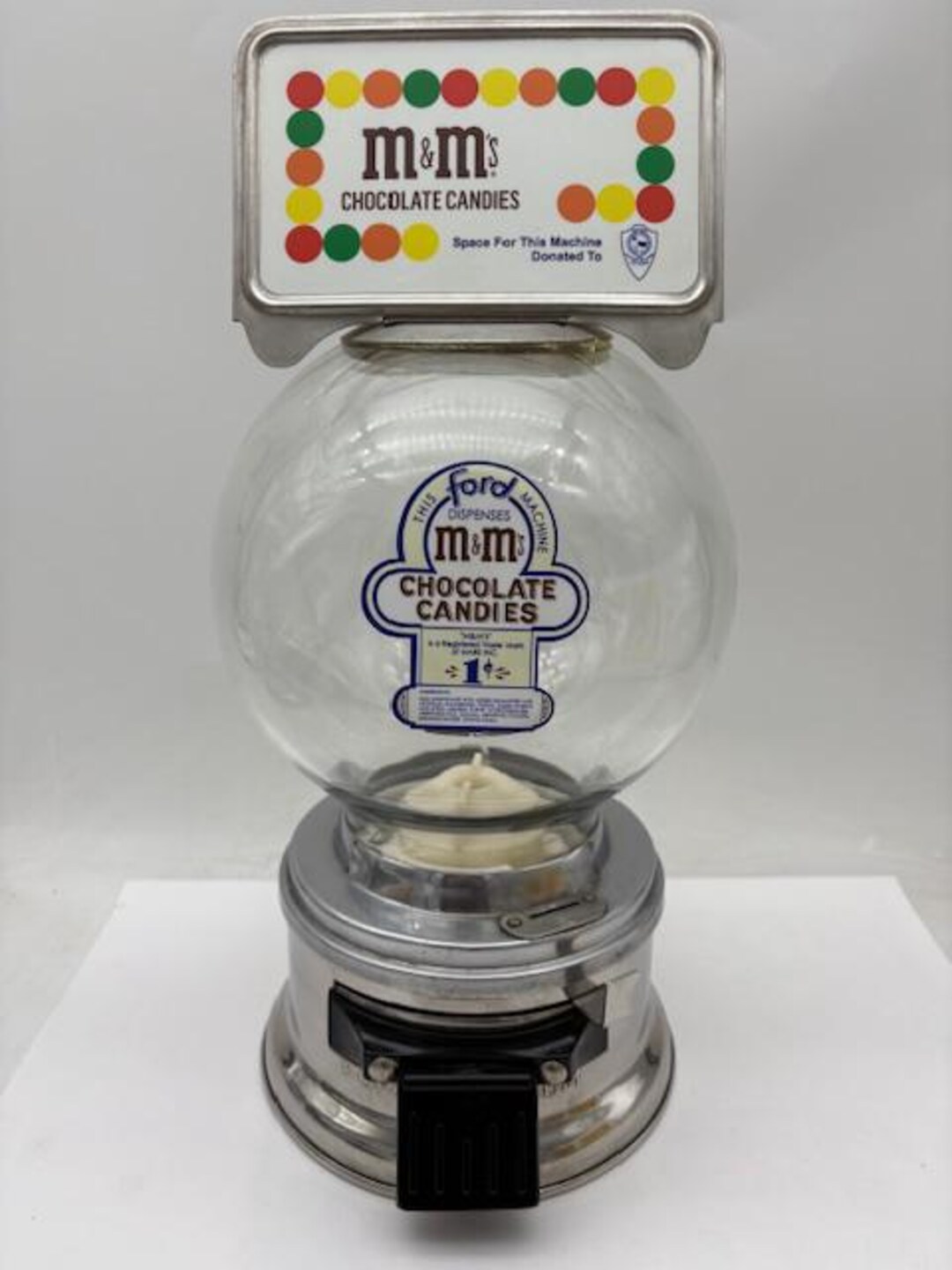 Glass Penny 1 Cent M&M Ford Gum Machine Gumball Vending