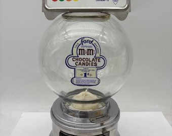 Glass Penny 1 cent M&M Ford Gum Machine Gumball Vending Nostalgia Chocolate MMs Candy