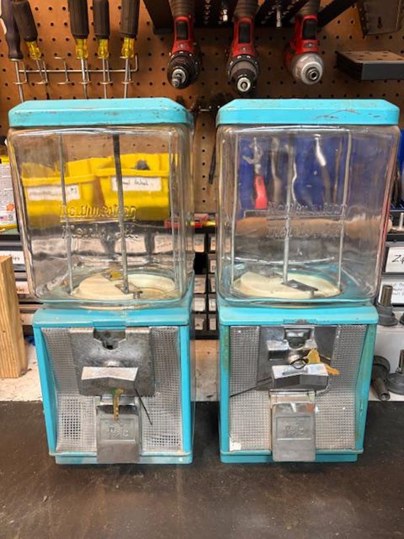 Incroyable couleur des années 1970 Folz Retro vintage Northwestern en verre gaufré globe machine à gommes bonbons modèle 60 image 2