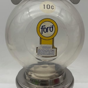 Vintage FORD Gumball Machine CONVERSION with PLASTIC Globe and Ad Frame with Ford Standard Sticker