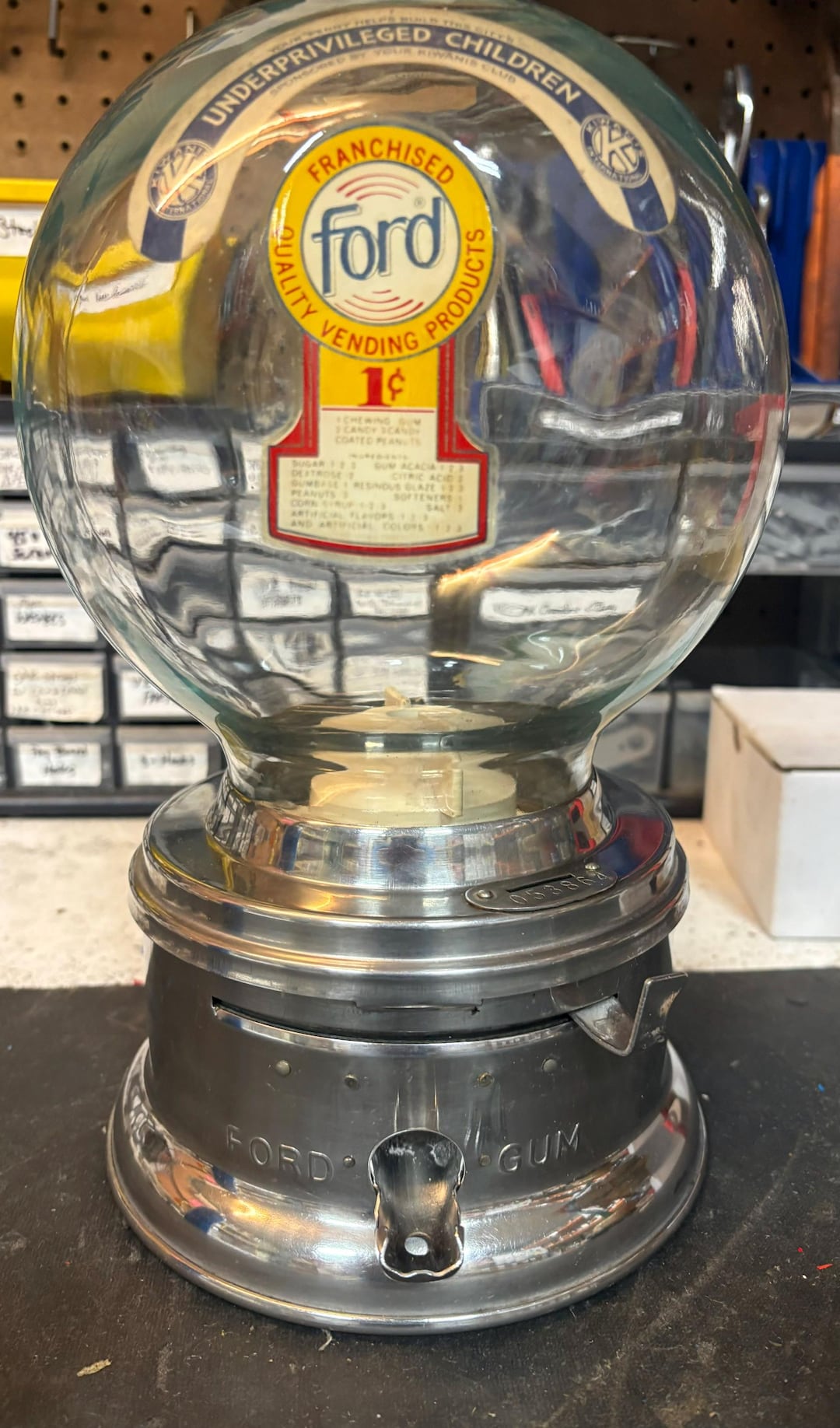 Antique Ford Gumball Machine With Glass Globe F100 Ford Gum